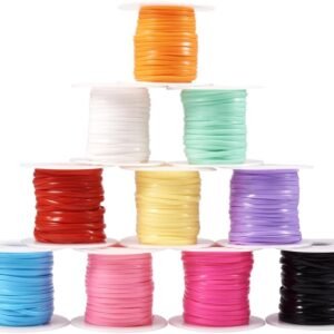 109 Yards Flat Hollow Rubber Cords for Jewelry Making (Mixed Colors)
