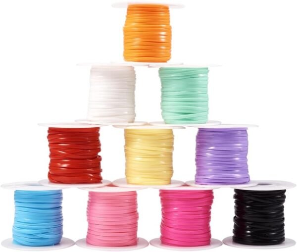109 Yards Flat Hollow Rubber Cords for Jewelry Making (Mixed Colors)