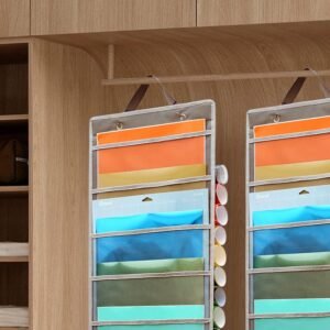 Double-Sided Hanging Vinyl Organizer with 25 Compartments & 10 Pockets