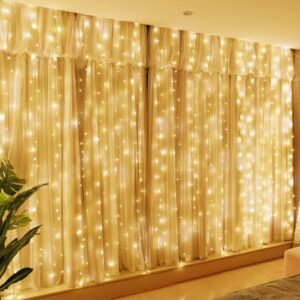 300LED Fairy Curtain Lights – 9.8x9.8ft Warm White USB with Remote for Indoor & Outdoor
