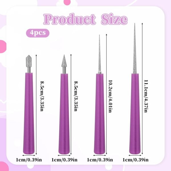 4PCS Bead Reamer Tools – Hole Enlarger & Burr Remover for Glass, Plastic, Metal & Wood Beads - Image 4