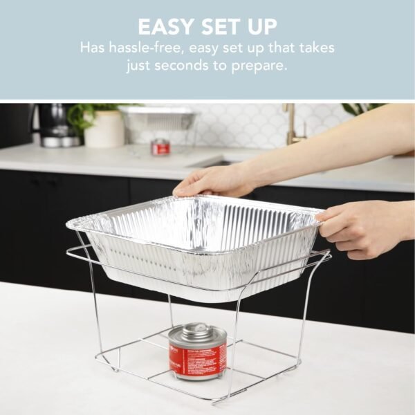 Disposable Chafing Dish Buffet Set (6 Pack) with Fuel Cans and Half Size Pans - Image 3