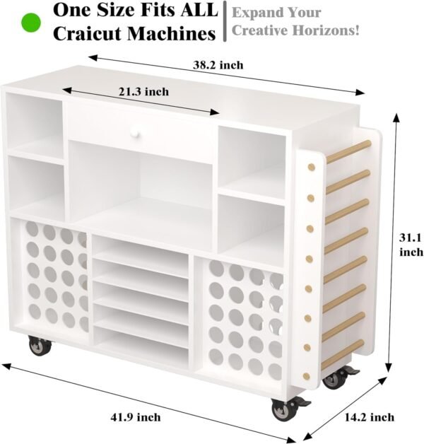Rolling Craft Organization and Storage Cart with Large Drawer & 48 Vinyl Holders - Image 4