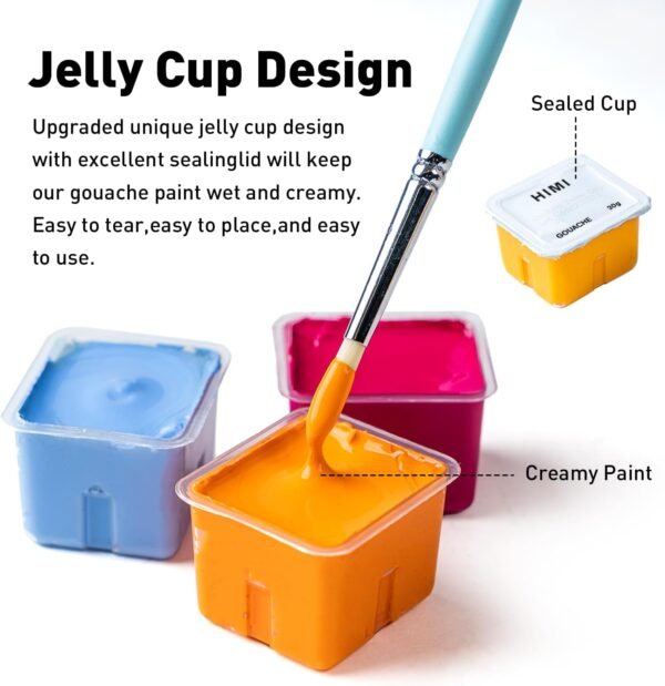 Jelly Gouache Paint Set (18 Colors, 30g Tubs, Green Case) - Image 2