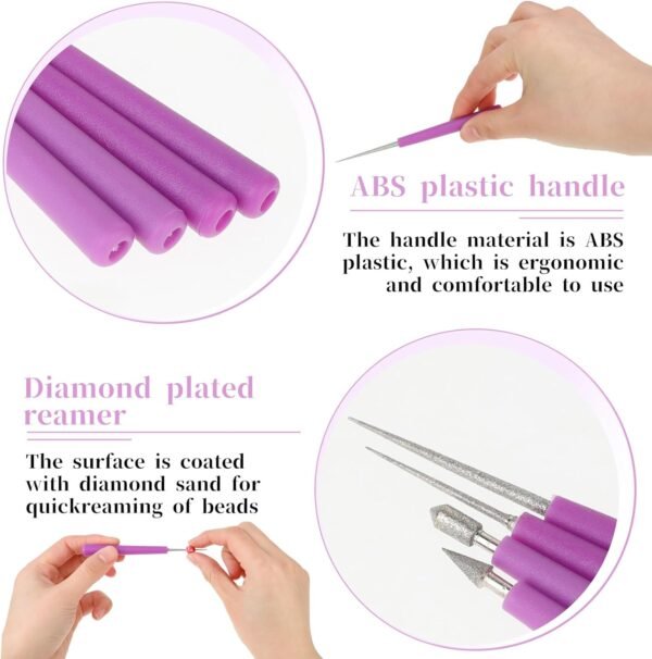 4PCS Bead Reamer Tools – Hole Enlarger & Burr Remover for Glass, Plastic, Metal & Wood Beads - Image 2