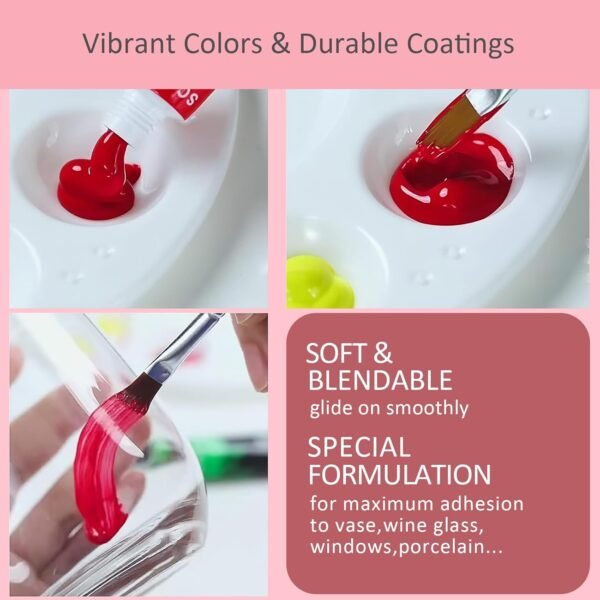 12-Color Permanent Acrylic Enamel Stain Glass Paint Kit - Image 2