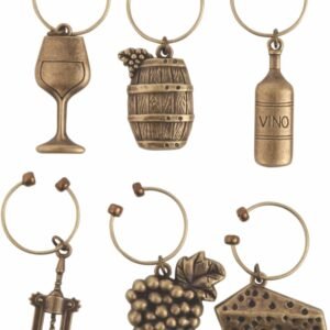 Antiqued Farmhouse Decor Wine Charms and Drink Markers (6 Count)