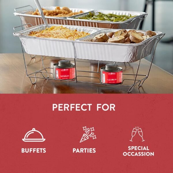 Disposable Chafing Buffet Set (33-Pieces) with Covers, Utensils, and Fuel Cans - Image 3