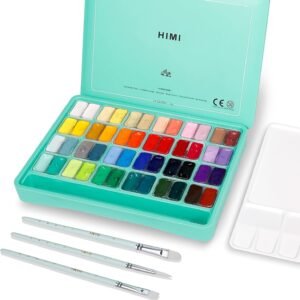 Jelly Gouache Paint Set (48 Colors, 0.4oz Each) with Brushes & Palette