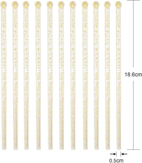 Clear Gold Glitter Ball Head Stirrers (100 Pieces) - Image 4