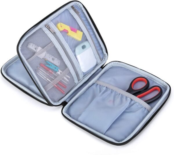 Double-Layer Carrying Bag for Crafting Pens & Tools (Gray Dots) - Image 3
