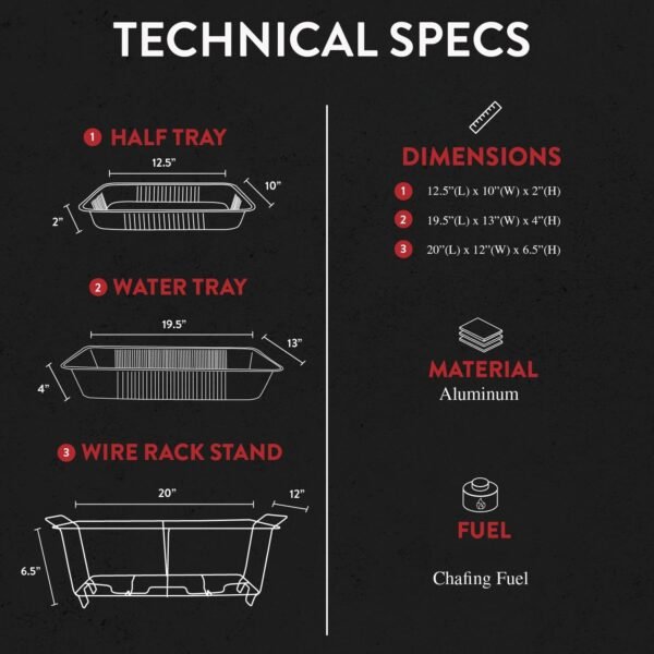Disposable Chafing Buffet Set (33-Pieces) with Covers, Utensils, and Fuel Cans - Image 4
