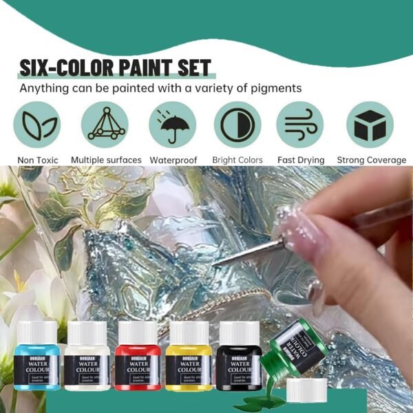 6-Color Transparent Glass Paint Kit for Beginners - Image 2