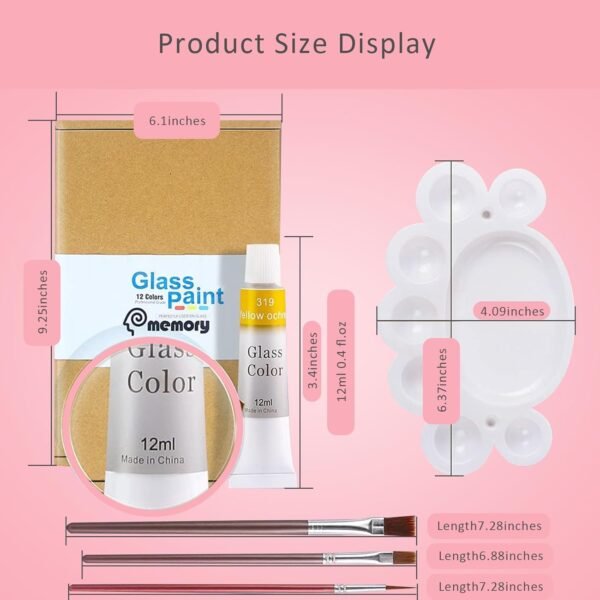 12-Color Permanent Acrylic Enamel Stain Glass Paint Kit - Image 4
