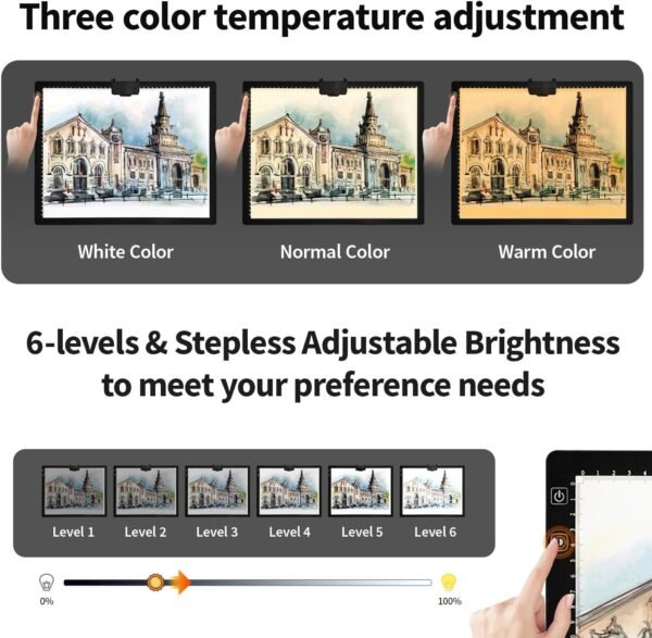 Rechargeable A3 Light Pad with Stand and Clip for Artists - Image 2