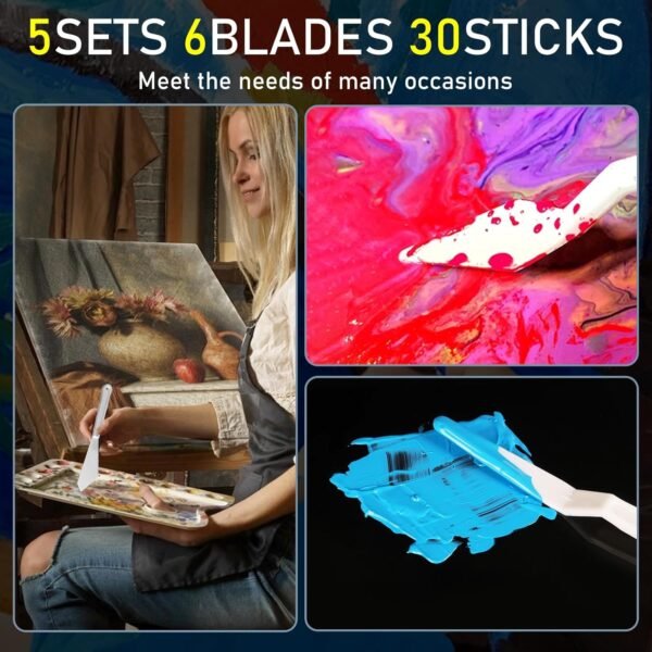 6-Piece Plastic Palette Knife Set for Acrylic & Watercolor - Image 3