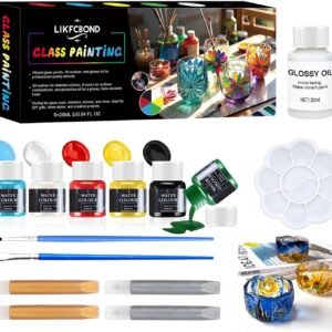 6-Color Transparent Glass Paint Kit for Beginners