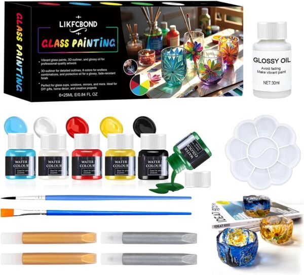 6-Color Transparent Glass Paint Kit for Beginners