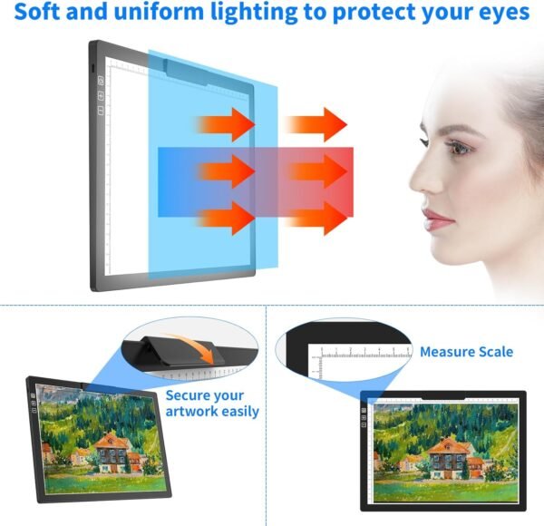 Rechargeable A4 Light Pad with Carry Bag and Built-in Clip - Image 3