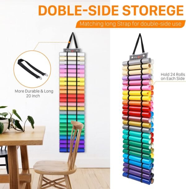 Vinyl Storage Organizer (Holds 48 Rolls, Grey) - Image 4