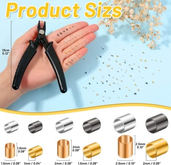 2200PCS Crimping Beads & Pliers – 3 Sizes, 4 Colors for DIY Jewelry Making - Image 4