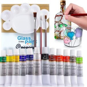 12-Color Permanent Acrylic Enamel Stain Glass Paint Kit