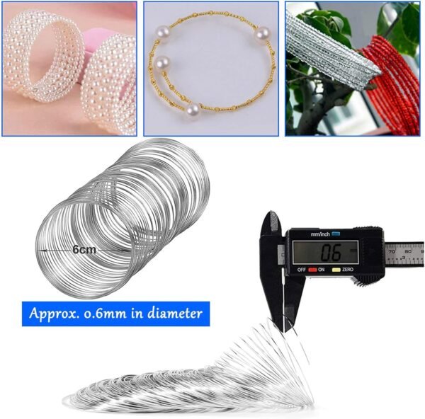300 Memory Beading Wire Loops for Jewelry Making (0.6mm, Silver, Gold, Bronze) - Image 3