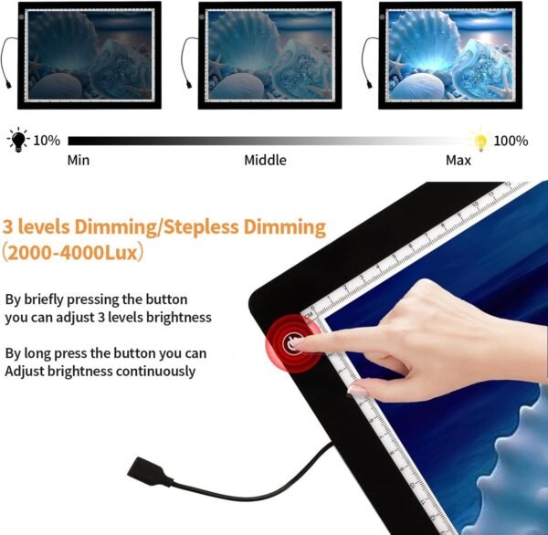 A4 Ultra-Thin Light Pad with Stand and Clip for Diamond Art - Image 3