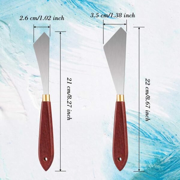 4-Piece Stainless Steel Palette Knife Set with Wood Handles - Image 3