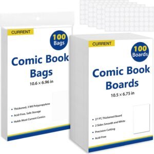 100 Comic Book Bags & Boards Set – Acid-Free Sleeves with 27PT Thick Backing Boards
