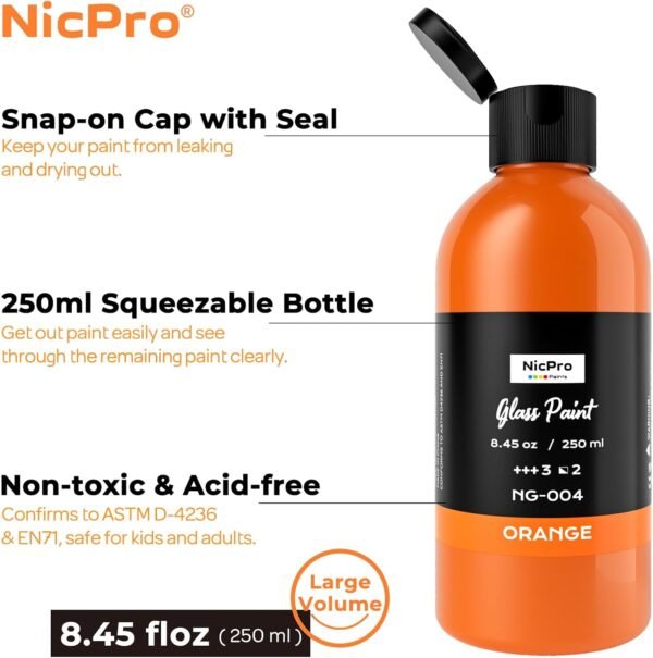 Large Acrylic Glass & Ceramic Paint Set (18 Colors, 250ml Each) - Image 3