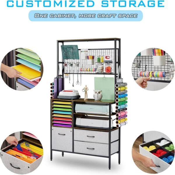 Craft Storage Cabinet & Organizer Desk with Vinyl Organization - Image 2