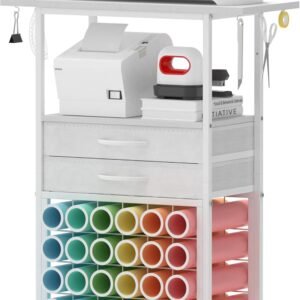 Rolling Craft Organizer & Storage Stand with Vinyl Holders & Drawers