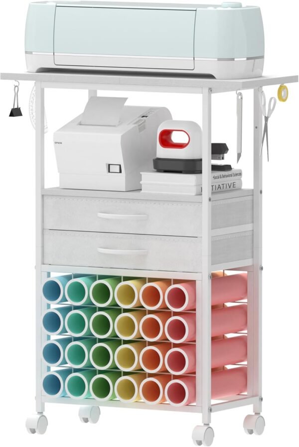 Rolling Craft Organizer & Storage Stand with Vinyl Holders & Drawers