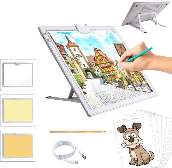 Rechargeable A3 Light Pad with Stand and Magnetic Clip