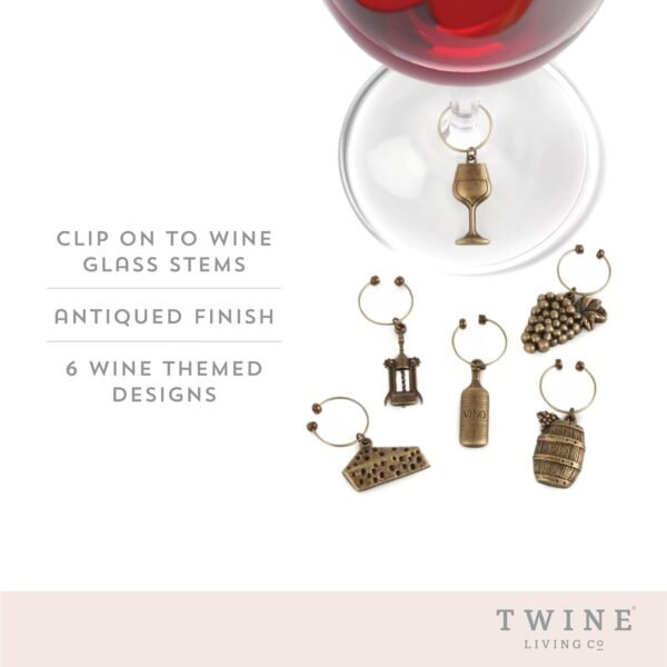 Antiqued Farmhouse Decor Wine Charms and Drink Markers (6 Count) - Image 4