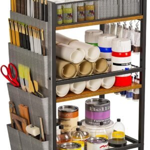 3-Tier Rolling Craft and Art Cart with Paint Brush Holder