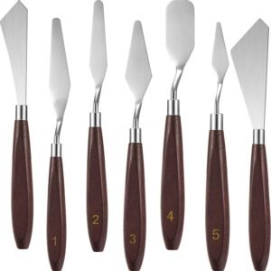 7-Piece Stainless Steel Palette Knife Set with Wood Handles