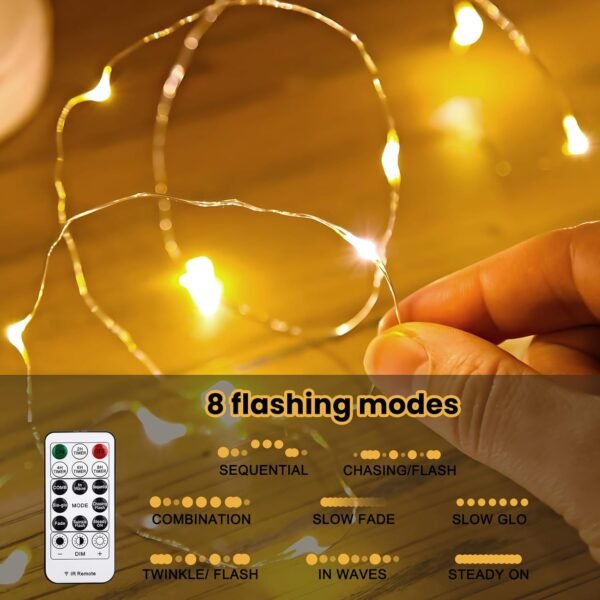 300LED Fairy Curtain Lights – 9.8x9.8ft Warm White USB with Remote for Indoor & Outdoor - Image 3