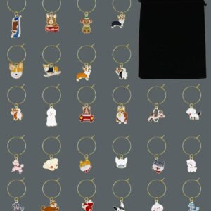 Dog Themed Wine Glass Charms (26 Pieces)