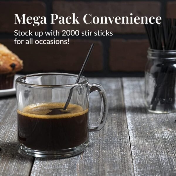 Plastic Coffee Stirrers (2000 Count, 5.5 inch, Black) - Image 3