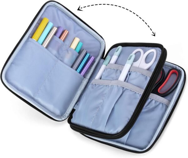 Double-Layer Carrying Bag for Crafting Pens & Tools (Gray Dots) - Image 4