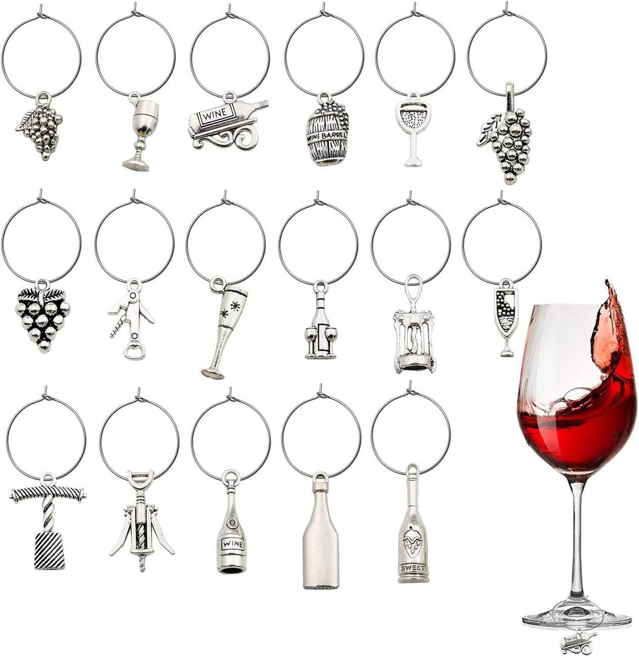 Craft Supplies Wine Glass Charms Markers with Rings