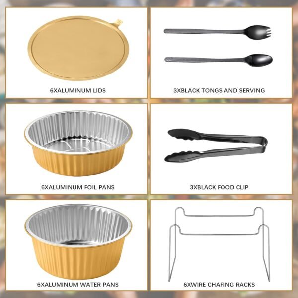 Disposable Chafing Dishes Buffet Set (6 Set) with Utensils and Buffet Stand - Image 4