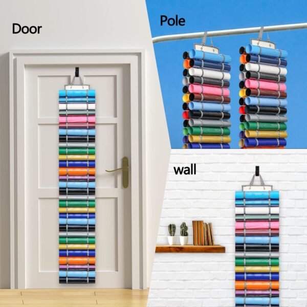 Vinyl Roll Holder with 60 Compartments and Keeper Door Hooks - Image 2