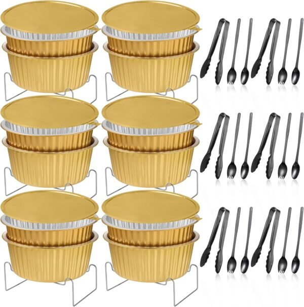Disposable Chafing Dishes Buffet Set (6 Set) with Utensils and Buffet Stand