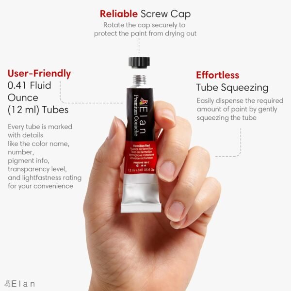 Professional Gouache Paint Set (24 Colors, 0.4fl oz Tubes) - Image 4