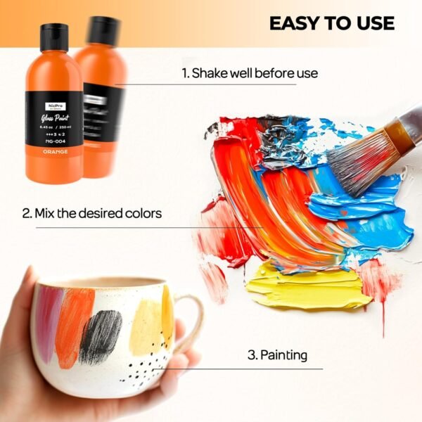 Large Acrylic Glass & Ceramic Paint Set (18 Colors, 250ml Each) - Image 2
