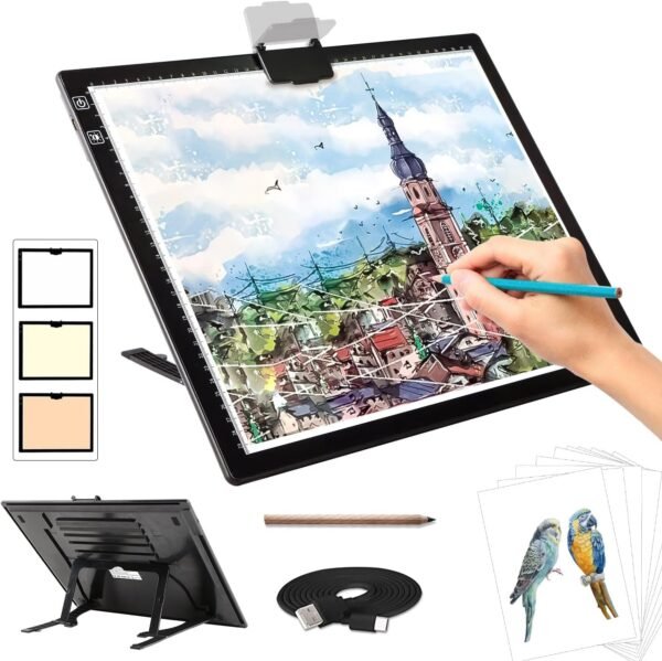 Rechargeable A3 Light Pad with Stand and Clip for Artists