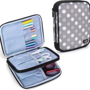 Double-Layer Carrying Bag for Crafting Pens & Tools (Gray Dots)